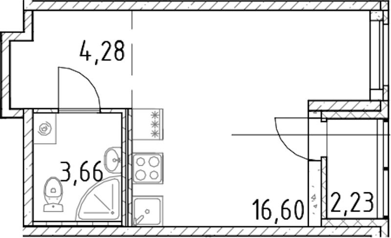 Квартира студия 24.54 м², 12/18 эт., ЖК «Город Первых»